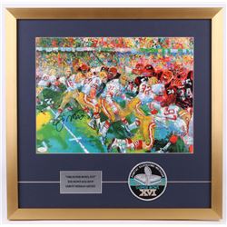 Joe Montana Signed Leroy Neiman San Francisco 49ers 22.5x23 Custom Framed Print Display with Super B