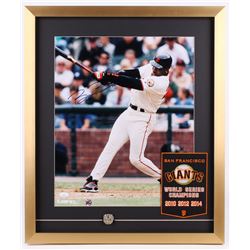 Barry Bonds Signed San Francisco Giants 22x26 Custom Framed Photo Display with Patch  Replica Ring (