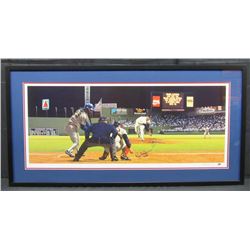 Roger Clemens  Rich Gedman Signed Boston Red Sox 21x41 Custom Framed Lithograph Display Inscribed "4