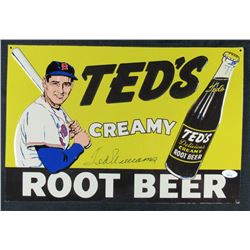 Ted Williams Signed 10x15 Ted's Root Beer Metal Advertisement Sign (JSA LOA)