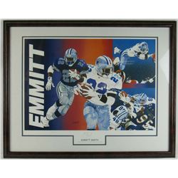 Emmitt Smith Signed LE Dallas Cowboys 20x28 Custom Framed Lithograph Display (JSA COA)