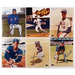 Lot of (6) Signed New York Mets 8x10 Photos with Wally Backman, Kevin Elster, Dwight Gooden, Darryl 