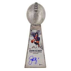John Elway Signed Denver Broncos 15â€ Lombardi Football Championship Trophy (Beckett COA)