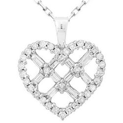 14k White Gold 0.50CTW Diamond Pendant, (I1 /H-I)