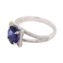 2.59 ctw Sapphire and Diamond Ring - 18KT White Gold