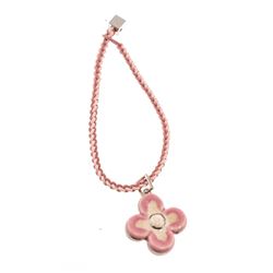 Louis Vuitton Pink Braided Flower Charm Bracelet