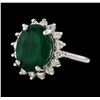 Image 1 : 7.18 ctw Emerald and Diamond Ring - 14KT White Gold