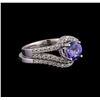 Image 1 : 1.27 ctw Tanzanite and Diamond Ring Set - 14KT White Gold