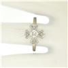 Image 5 : 14k White Gold European Cut Diamond Solitaire Ring w/ Single Cut Accents