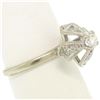 Image 7 : 14k White Gold European Cut Diamond Solitaire Ring w/ Single Cut Accents