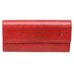 Chanel Red Leather Camelia CC Flap Long Wallet