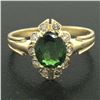 Image 2 : 14k Yellow Gold 1.15 ctw Green Tourmaline Solitaire & Diamond Halo Ring