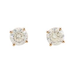 1.08 ctw Diamond Stud Earrings - 14KT Rose Gold