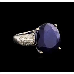 14KT White Gold 17.02 ctw Sapphire and Diamond Ring