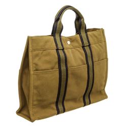 Hermes Green Blue Canvas Sac Fourre MM Tote Bag