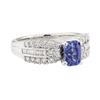 Image 1 : 2.22 ctw Sapphire and Diamond Ring - 18KT White Gold