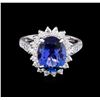 Image 2 : 3.40 ctw Tanzanite and Diamond Ring - 14KT White Gold