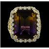 Image 2 : 14.64 ctw Ametrine Quartz and Diamond Ring - 14KT Yellow Gold