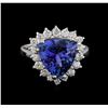 Image 2 : 4.27 ctw Tanzanite and Diamond Ring - 14KT White Gold