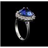 Image 4 : 4.27 ctw Tanzanite and Diamond Ring - 14KT White Gold