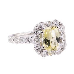 3.19 ctw Yellow Topaz And Diamond Ring - 18KT White Gold