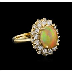 2.17 ctw Opal and Diamond Ring - 14KT Yellow Gold