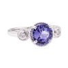 Image 1 : 2.08 ctw Blue Sapphire and Diamond Ring - 14KT White Gold