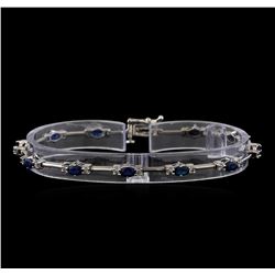 3.50 ctw Sapphire and Diamond Bracelet - 14KT White Gold