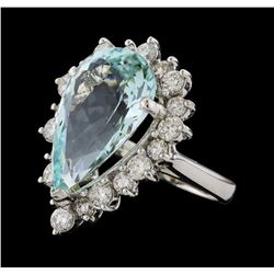 9.17 ctw Aquamarine and Diamond Ring - 14KT White Gold