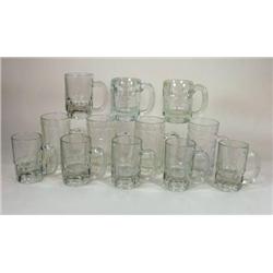 Selection of twelve glass root beer mugs