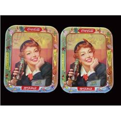 Two 1953 Coca-Cola beverage trays