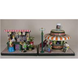 Two hand-crafted store miniatures