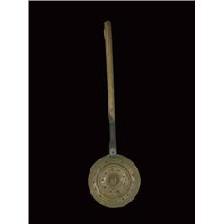 Brass bed warmer with wooden handle