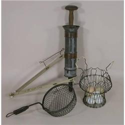 Sasuage stuffer, egg basket +