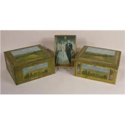 Three English biscuit tins