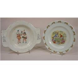 Two baby plates, one with rabbits