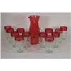 Image 1 : Ruby Flash pitcher and 12 glasses