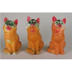 Three chalkware carnival cat figural prizes
