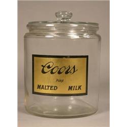 Coors Malted Milk Glass Store Jar