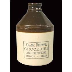 Frank Brewer Groceries Crock Jug