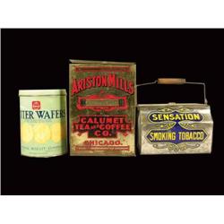 Lot of Three Store Tins