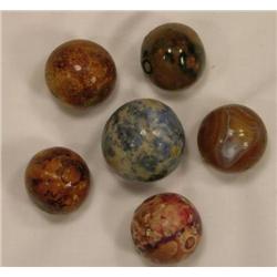 Six 1 inch Bennington marbles