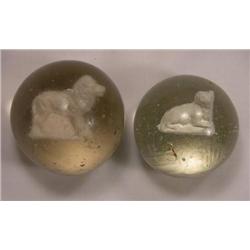 Two Sulfite marbles, Lion and Cat