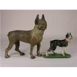Two Boston Terrier cast iron door stops