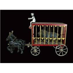 Arcade cast iron lion circus wagon