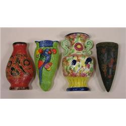 Four Japanese wall pockets, bird