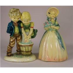 Two plaster figuines Victorian lady