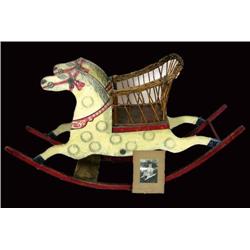 Rocking horse w/wicker seat