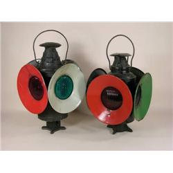 Two Railroad signal lanterns