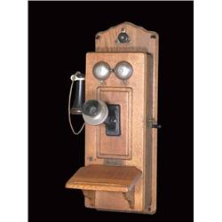 Oak cased Kellogg wall phone